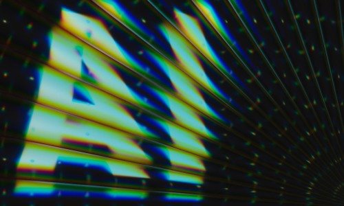 Blurry lights spelling out AI